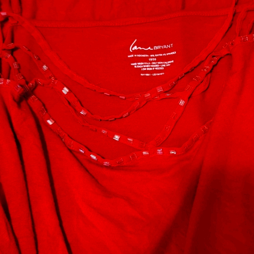 18/20 Lane Bryant Cami Bright Red w/accent